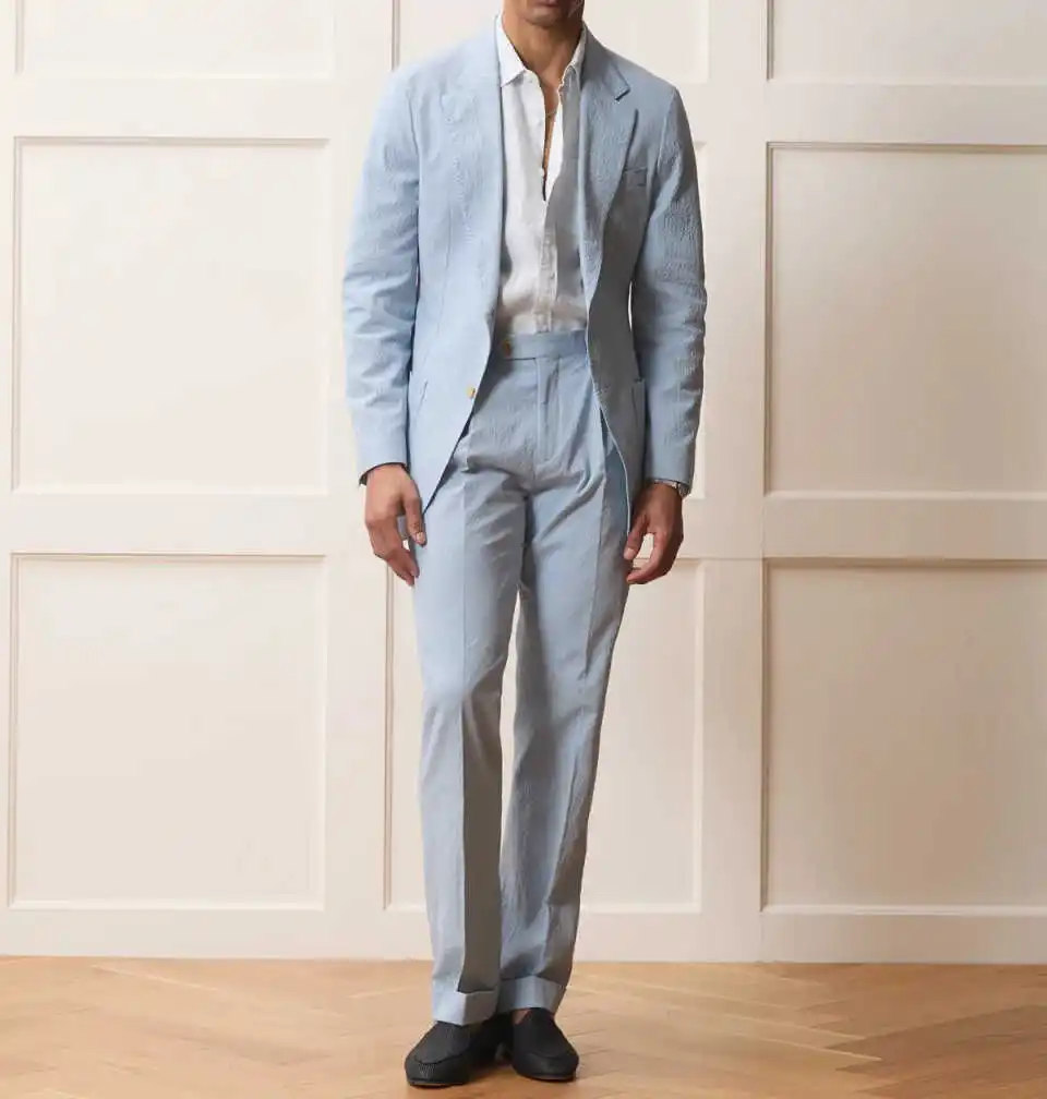 Vintage Man Tuxedos Casual 2 Piece Jacket Pants Plus Size Wedding Suit Notched Lapel Single Breasted Groom Wear Customized