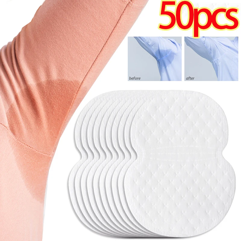 50pcs Sweat Pads Summer Deodorants Underarm Anti Perspiration Sweat Pads Unisex Simple Disposable Armpit Absorb Sweat Shield Pad