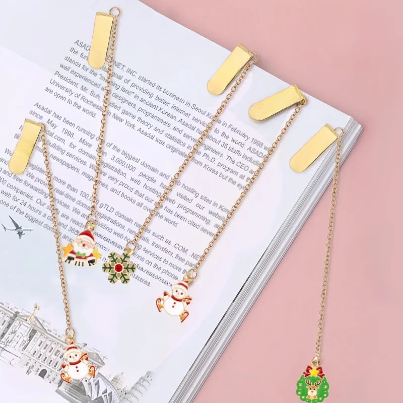 جديد سانتا كلوز قلادة المرجعية المعدنية عيد الميلاد الرنة ثلج المرجعية الكرتون المرجعية اللوازم المكتبية المدرسية القرطاسية #3