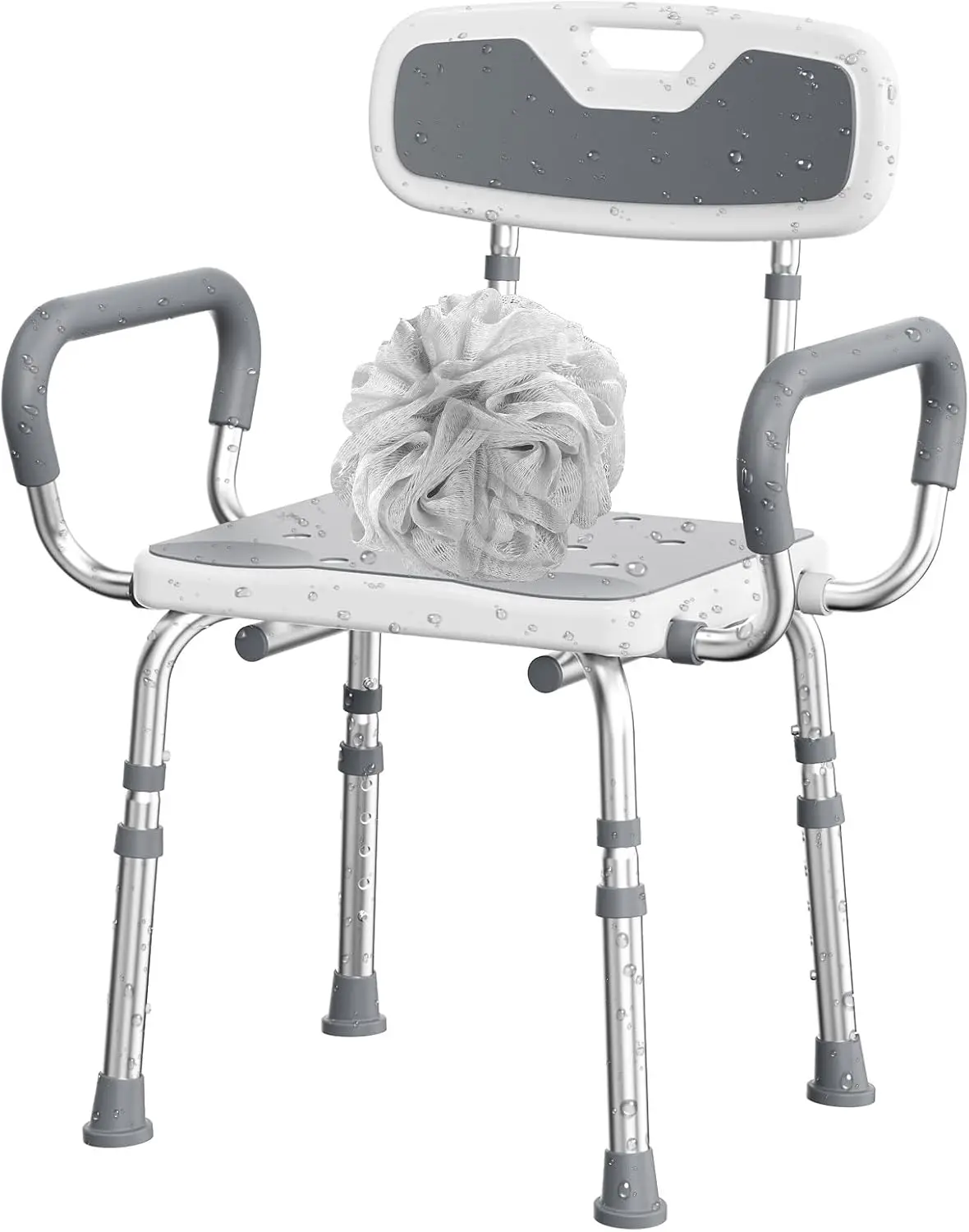 

Chair for Inside Shower with Arms and Back, 500lbs Capacity Height Adjustable Shower Seat with Thickened Frame for Seniors