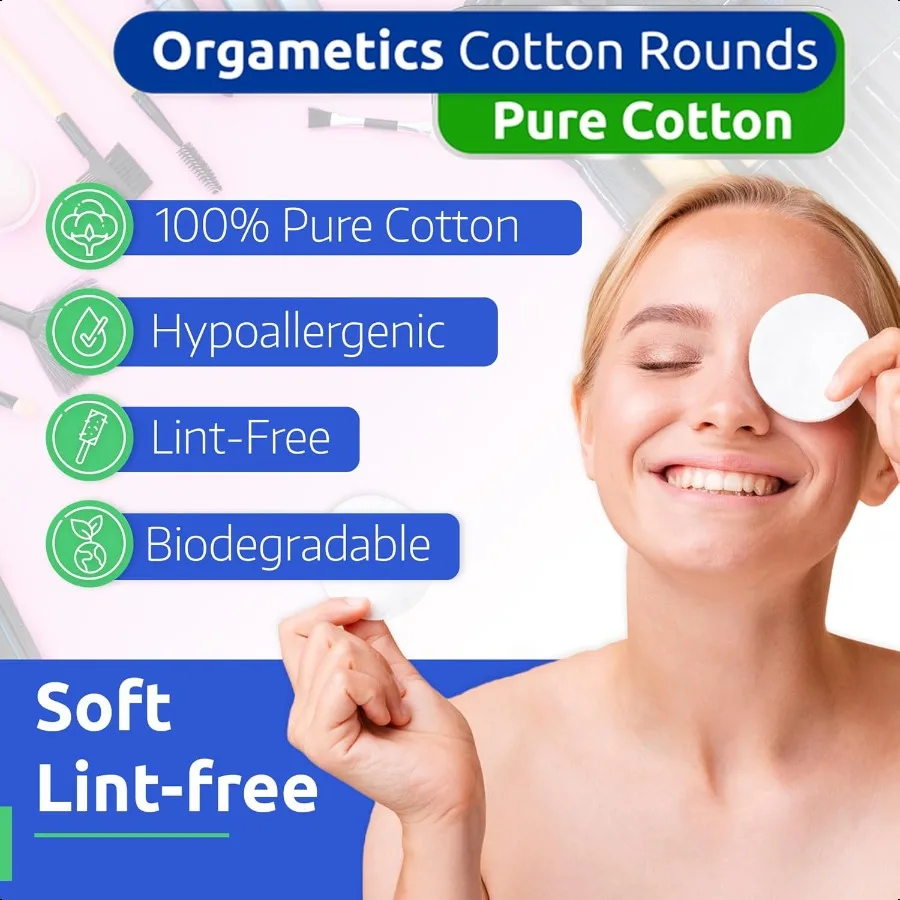Redondas de algodón 100 Algodón turco natural Desmaquillante premium y almohadillas redondas de limpieza facial Sin pelusa Hipoalergénico y Ul