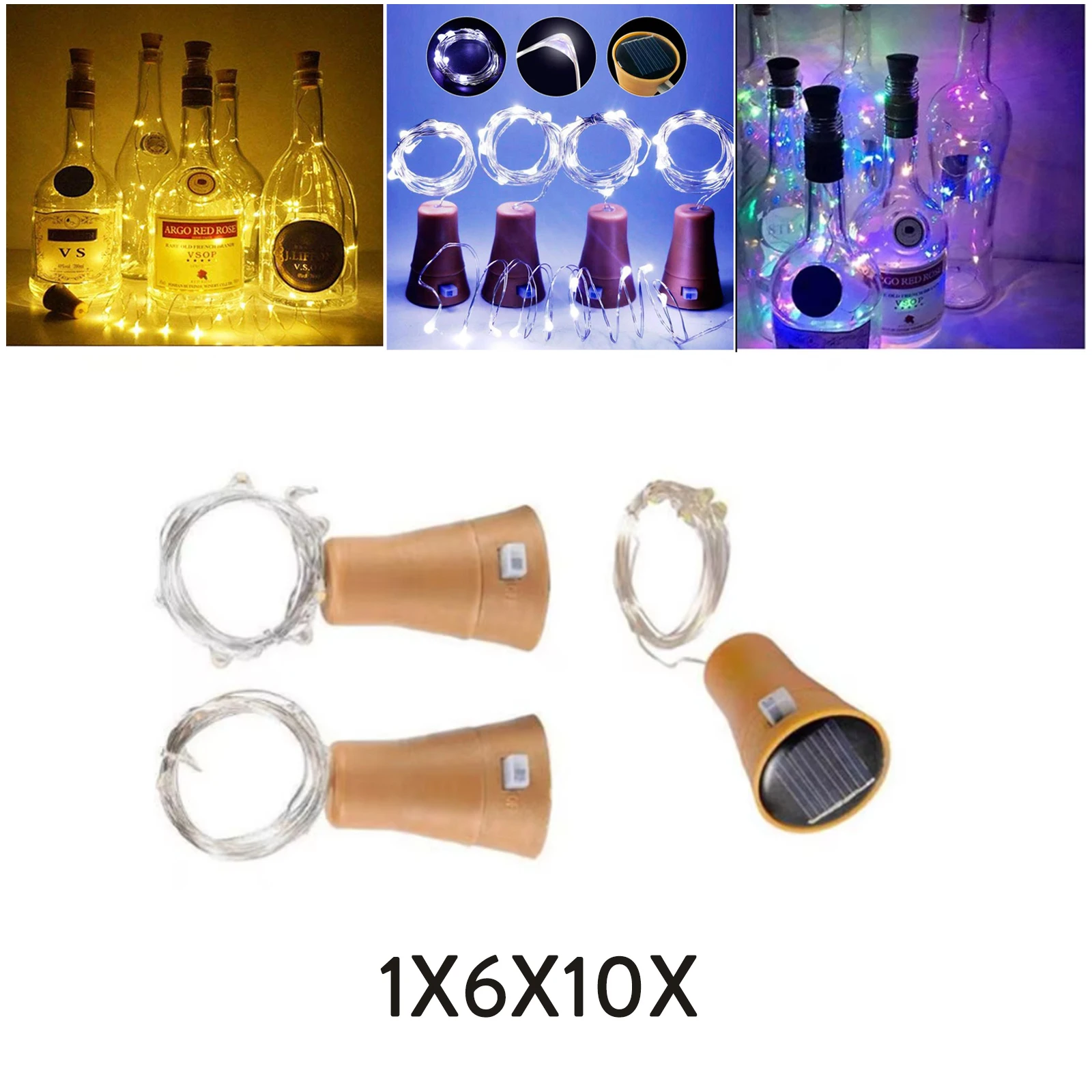 

10/6/1X Solar Wine Bottle Led String Fairy Light Lamp Garland Wedding Holiday Bedroom 10led Christmas Shaped Copper Lights Party