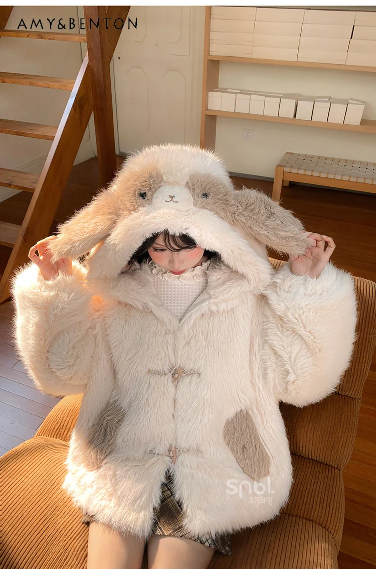 سترة شتوية من القطيفة مطرزة برسوم كارتونية لطيفة وجميلة على طراز الكلية سترات كاواي فضفاضة وسميكة ودافئة للنساء #3