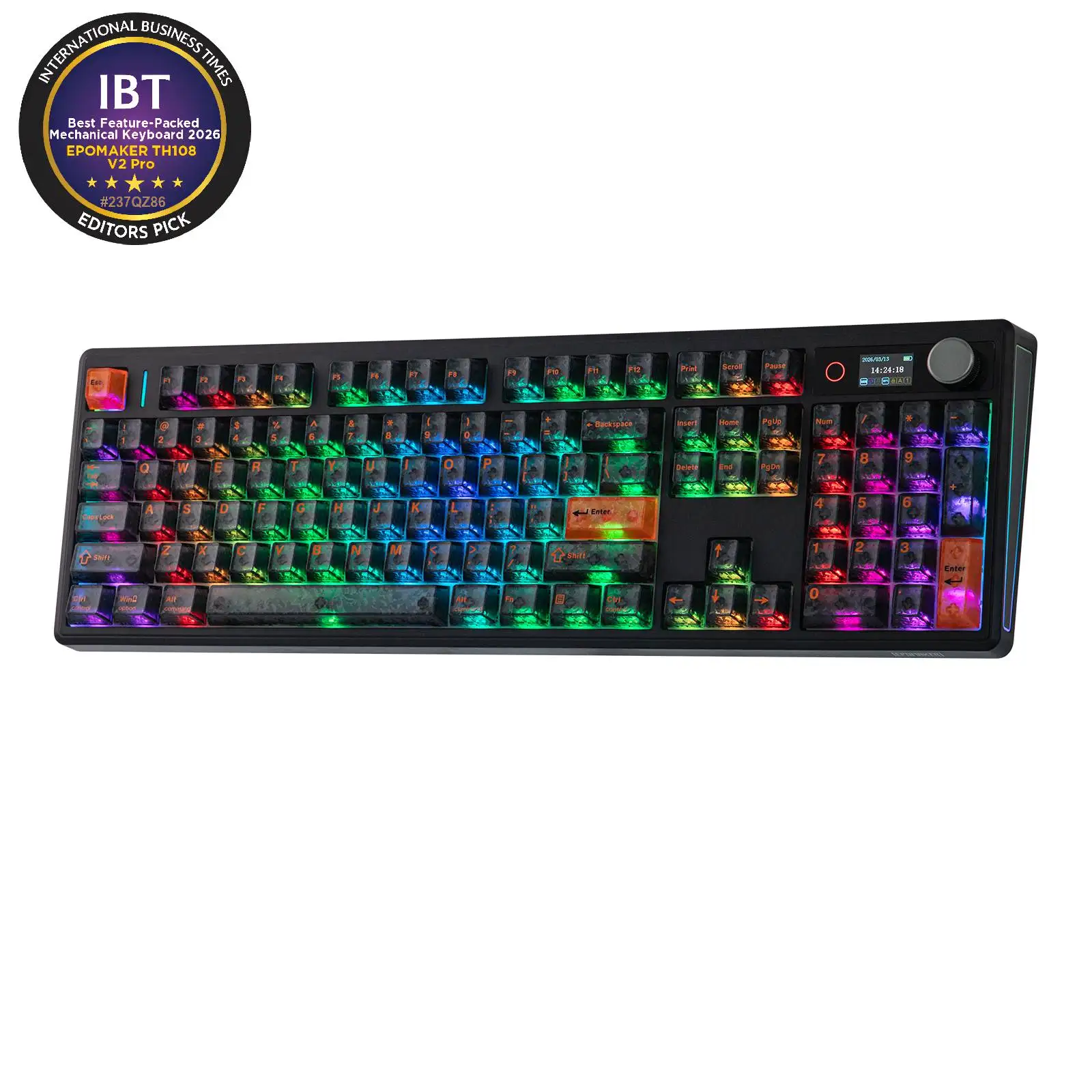 EPOMAKER TH108 V2 PRO Volledig formaat ANSI US-indeling Tri-mode draadloos gamingtoetsenbord Interactief glazen scherm en multitasking-knop