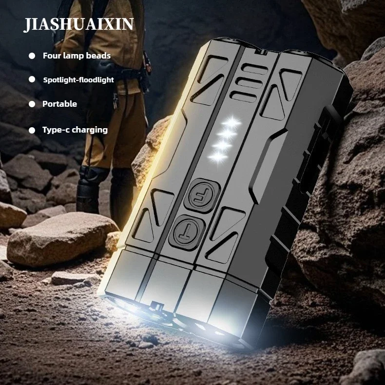 JIASHUAIXIN Aluminum alloy high-performance EDC multi-function flashlight portable dual switch four-bead power display