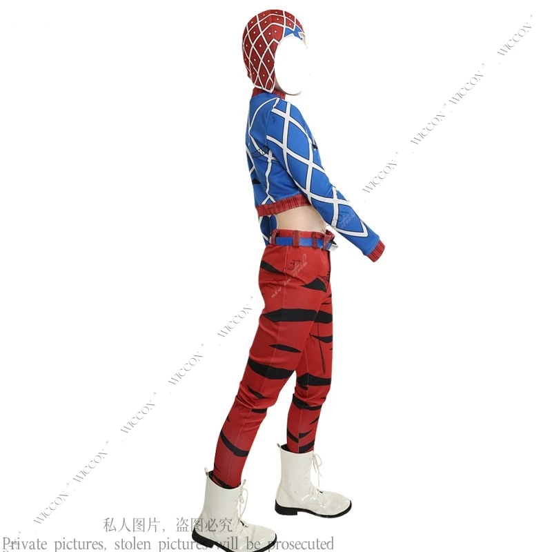 Guido mista JO หมวกอนิเมะ cos JO, หมวกคอสเพลย์ชุดที่แปลกประหลาดสำหรับผู้ใหญ่เสื้อท่อนบนกางเกงหมวกผู้ใหญ่ใช้ได้ทั้งชายและหญิงหมวกวันฮาโลวีน