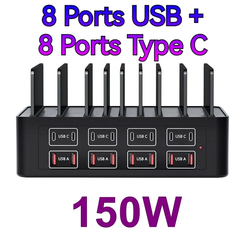 150W Universele Multi USB Type C Snelle Oplader 16 Poort 3.5A MAX Laadstation Stand Voor Ipad Iphone 17 16 Samsung Xiaomi Tablet