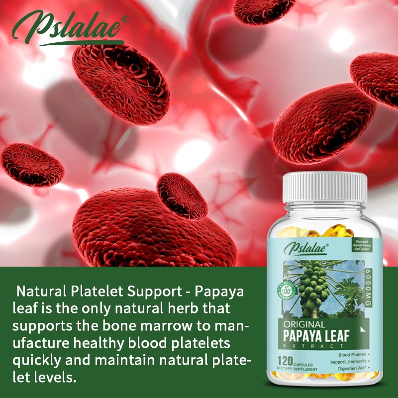 Papaya Leaf Extract Capsules - Supports Platelets, Bone Marrow and Spleen, Improves Immunity and Improves Digestion