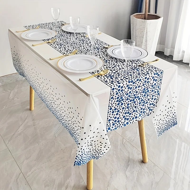 137x274cm Rectangle Wave Point Disposable Table Cover Party Tablecloth for Birthday Graduation Restaurant Wedding Decoration