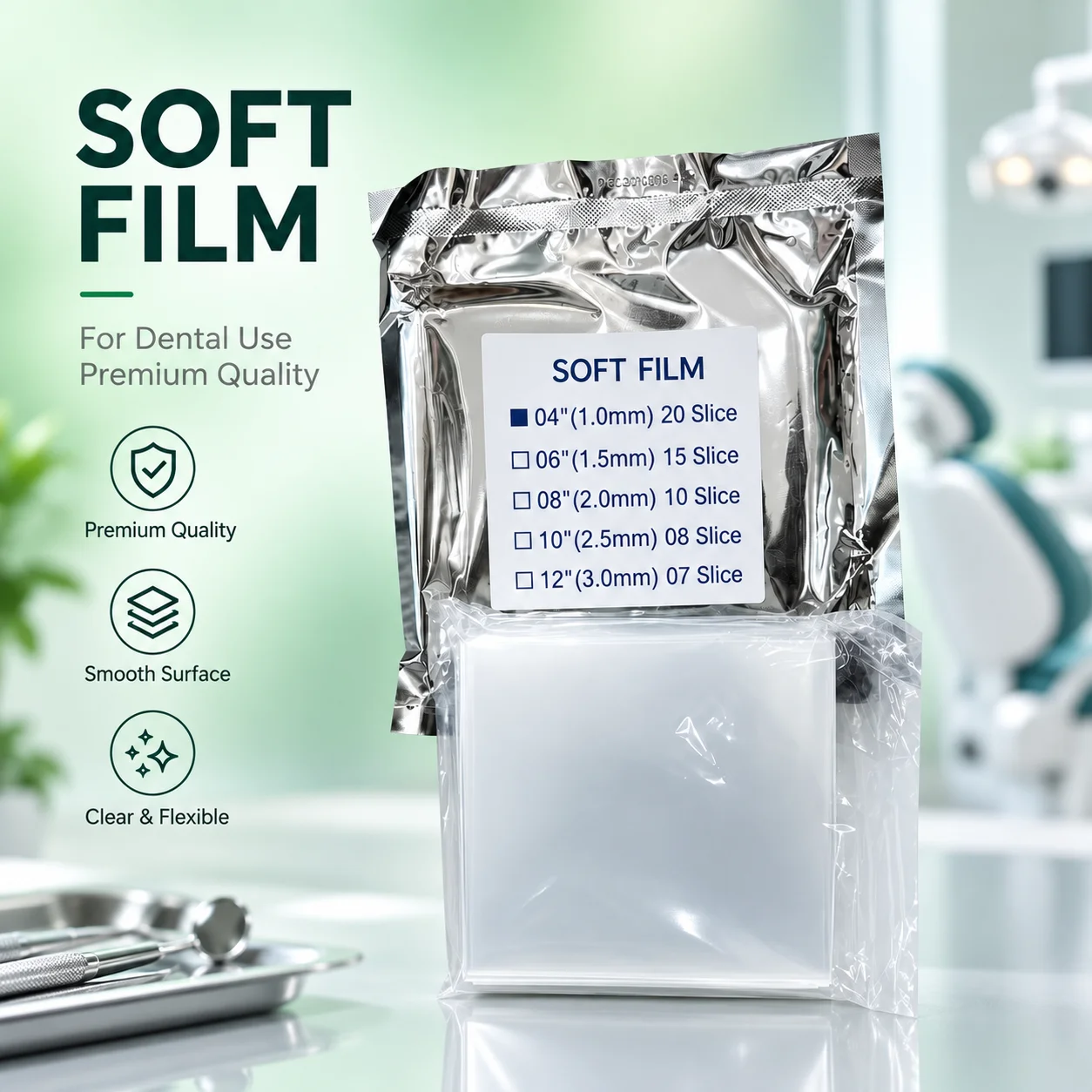 Professional Dental Pressure Molding Sheet Soft & Hard Thermoform Film for Whitening Bruxism Splint Vacuum Former Lab Clinic Use