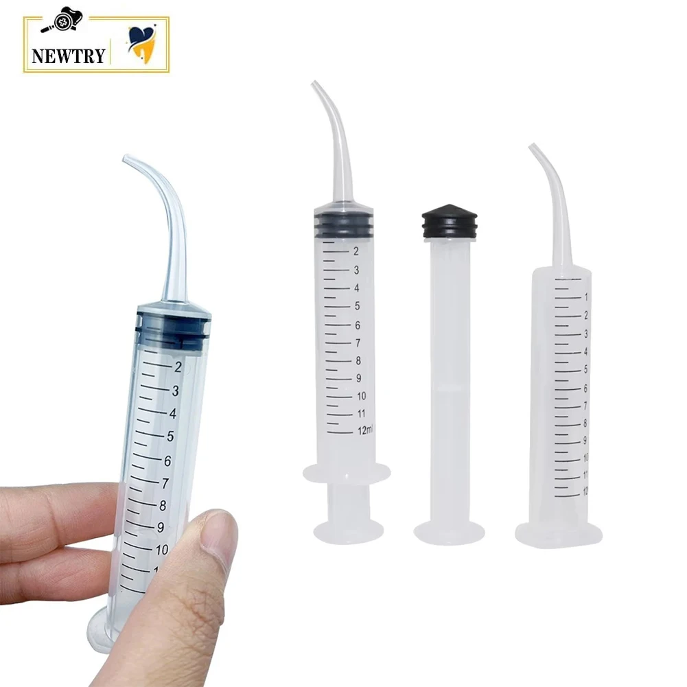 

3Pcs Disposable Dental Elbow Syringe 12ml Scale Oral Endo Irrigation Root Canel Needleless Syringe Teeth Flush Suction Injector