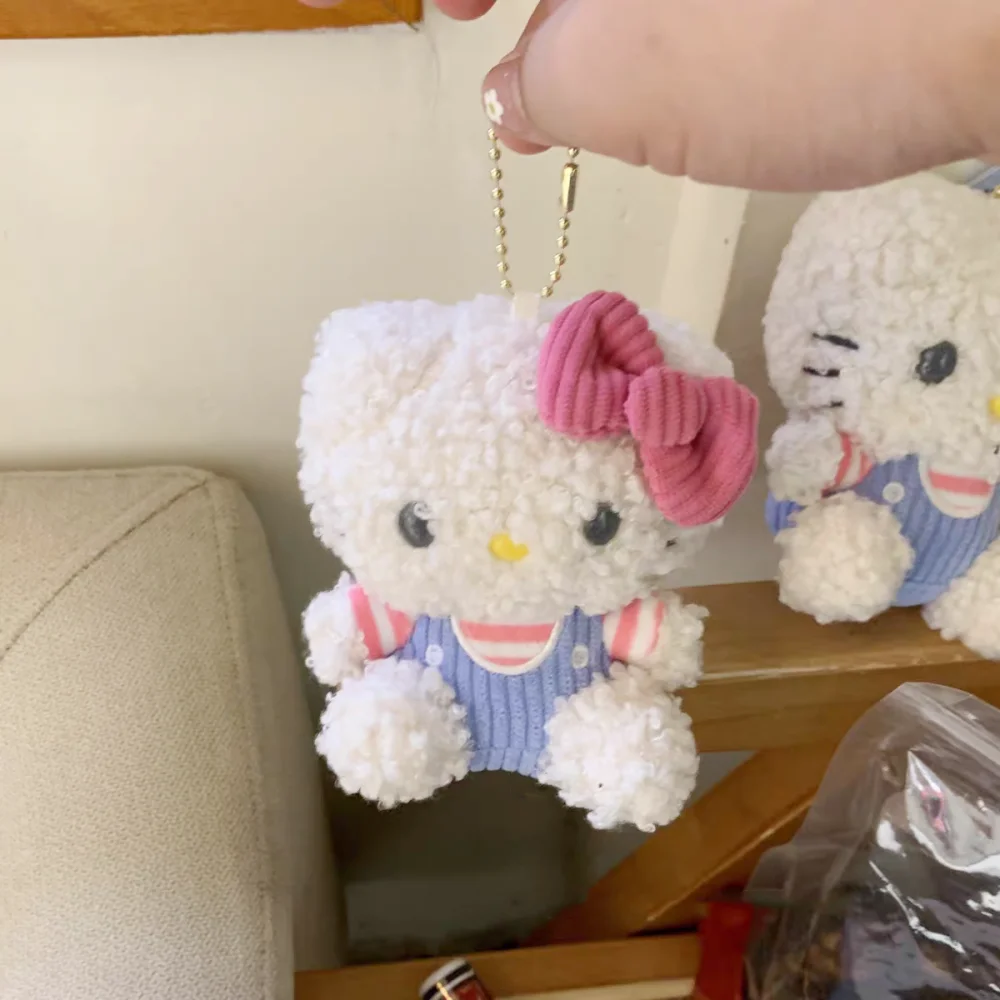 애니메이션 Sanrio 헬로 키티 곱슬 봉제 인형 장난감 Kawaii Kt 고양이 여성 핸드백 만화 장식 액세서리 소녀 생일 선물