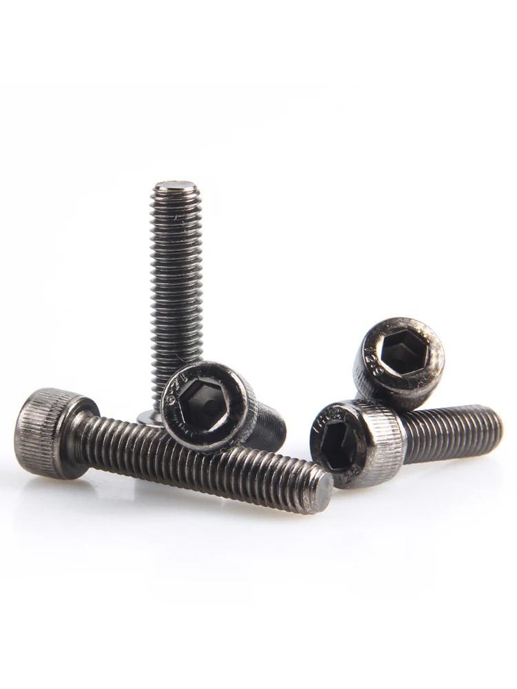 5/10 Uds M2 M2.5 M3 M4 M5 M6 DIN912 tornillo de cabeza hueca hexagonal grado 12,9 aleación de acero negro níquel Allen longitud del perno 4 ~ 30mm