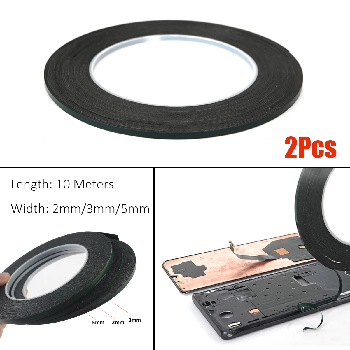 2szt Zakrzywiony ekran LCD telefonu komórkowego Tylna szklana obudowa Naprawa Taśma piankowa do Samsung Xiaomi Huawei Dwustronny klej