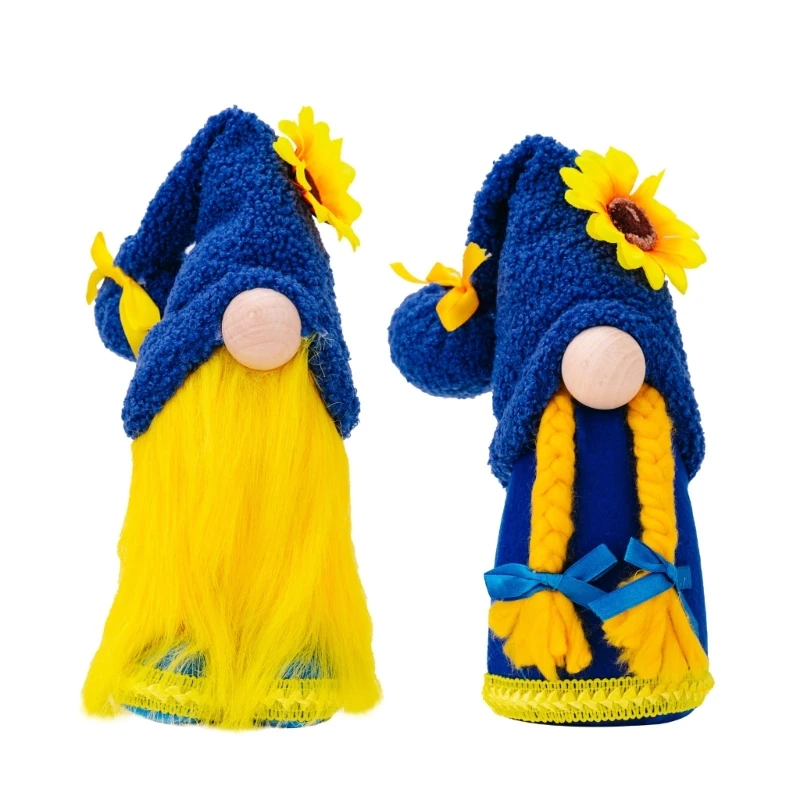 Sunflowers Gnomes Plushie Kitchen Tiered Tray Decors Sunflowers Swedish Tomte Scandinavians Figurins Spring Ornamet