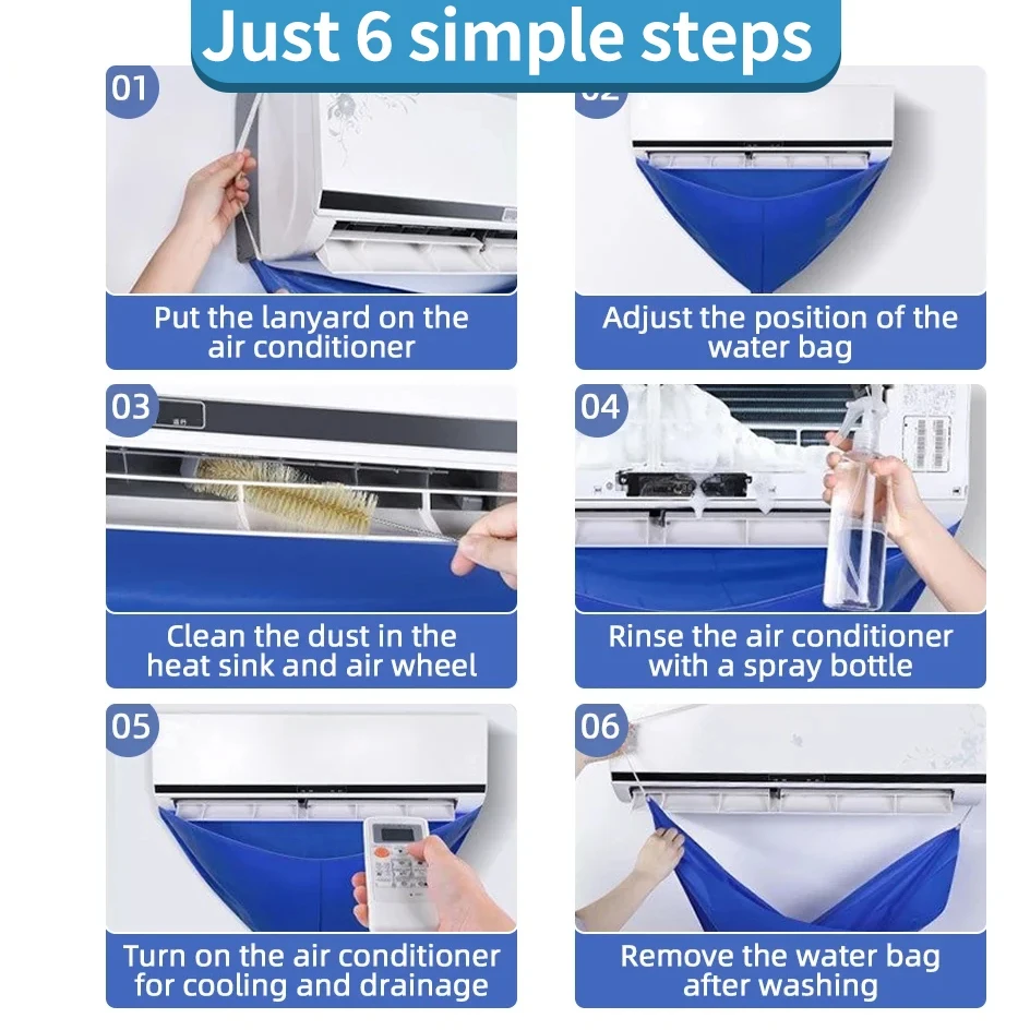90cm Air Conditioning Cleaning Cover Kit Water Bag Full Set Cleaner Tools with Pipe Conditioner Waterproof Summer Clean Brush - view 4