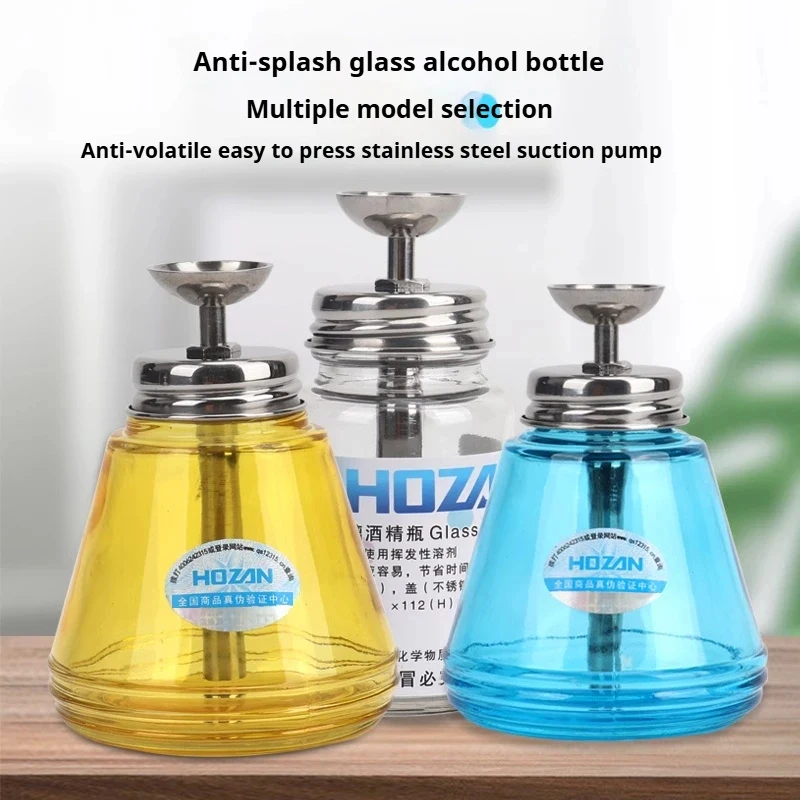 Press Type Glass Alcohol Bottle with Copper Core Anti-corrosion Anti-static Solution Dispenser Empty Cleaning Bottle