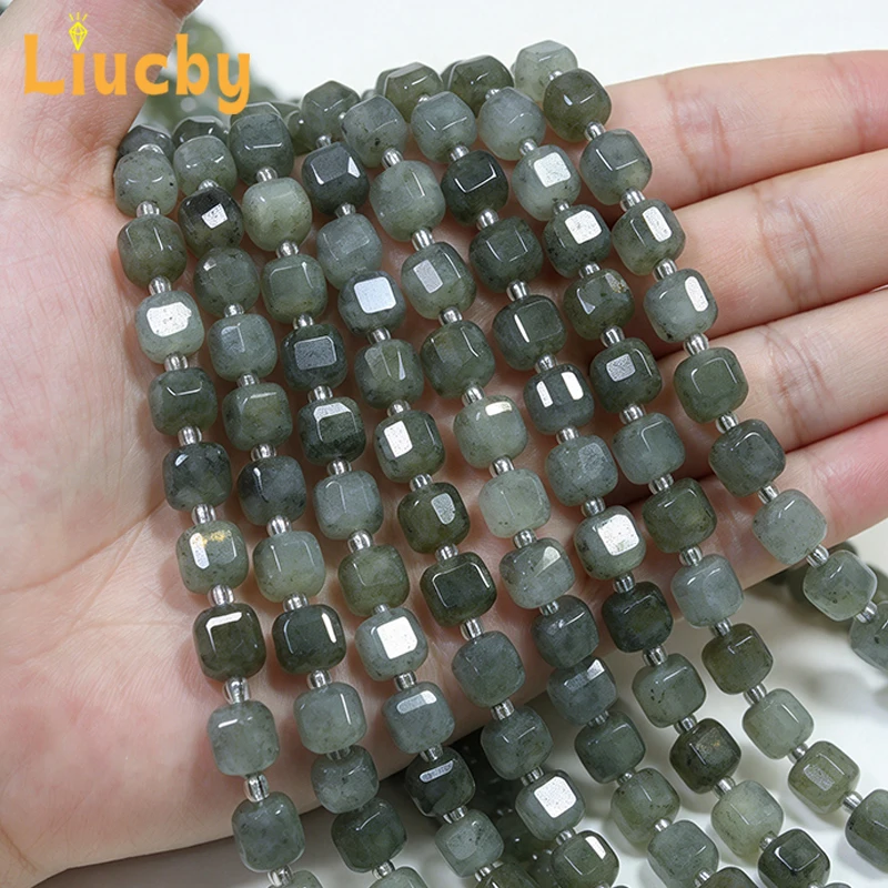 Natural Gray Flash Labradorite Faceted Cube Loose Beads Healing Calming Energy Stone 4/6/8mm for DIY Bracelet Necklace Supplies