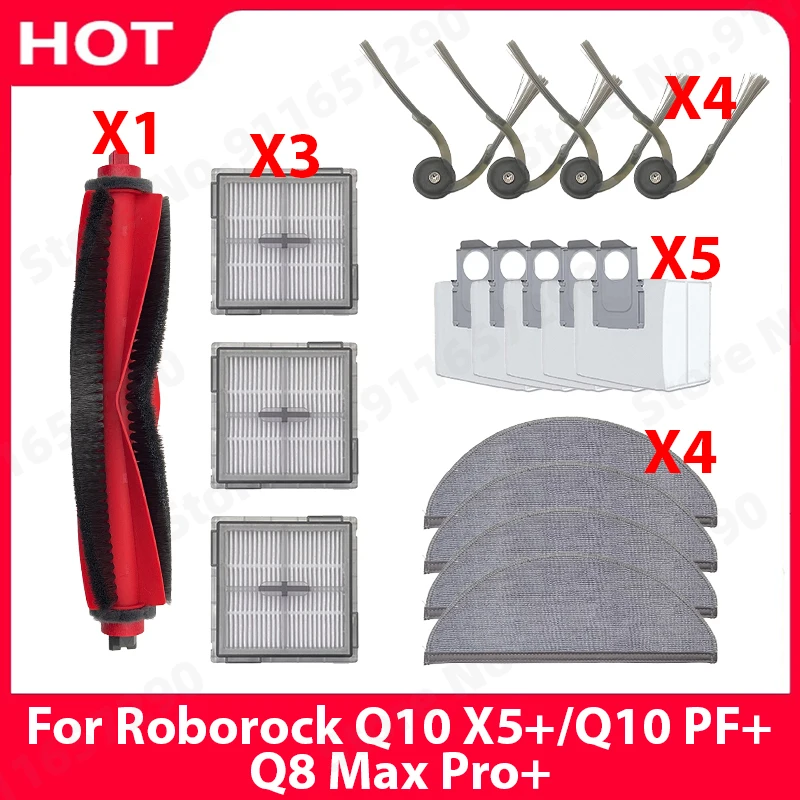

For Roborock Q10 X5+/Q10 PF+/Q8 Max Pro+ Parts Main Side Brush HEPA Filter Mop Cloth Dust Bag Vacuum Cleaner Accessories
