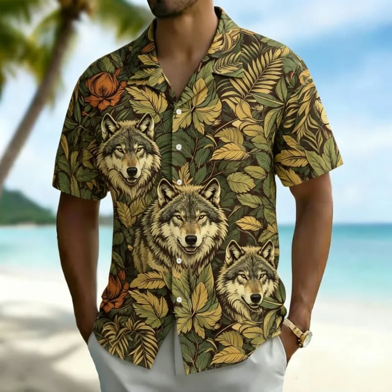 Men's Vibrant Jungle Animal Print  Shirt, Bold Safari Style for Summer Parties, Outdoor Events, Vacation & Daily Outfits