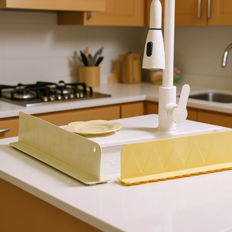 

1Pc Silicone Sink Splash Guard With Suction Cup Anti-Splash Barrier For Kitchen Basin Waterproof Splatter Stopper Board