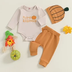 0-18M Newborn Baby Boy Halloween Outfit Embroidered My First Halloween/Thanksgiving Outfit Pumpkin Turkey Romper Pant Hat