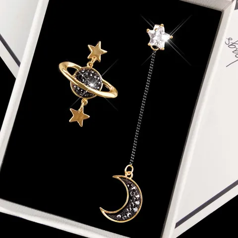 Новые корейские модные серьги из сплава «Луна и Звезда», фиолетовые серьги со звездами и луной, асимметричные серьги со стразами для женщин, ювелирные изделия фиолетовые серьги купить - №8