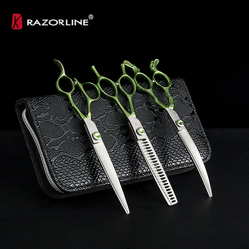 Pet Grooming Scissors Set With Leather Case Packing Stainless Steel Scissors For Dog Pet Hair Cleaning Tools