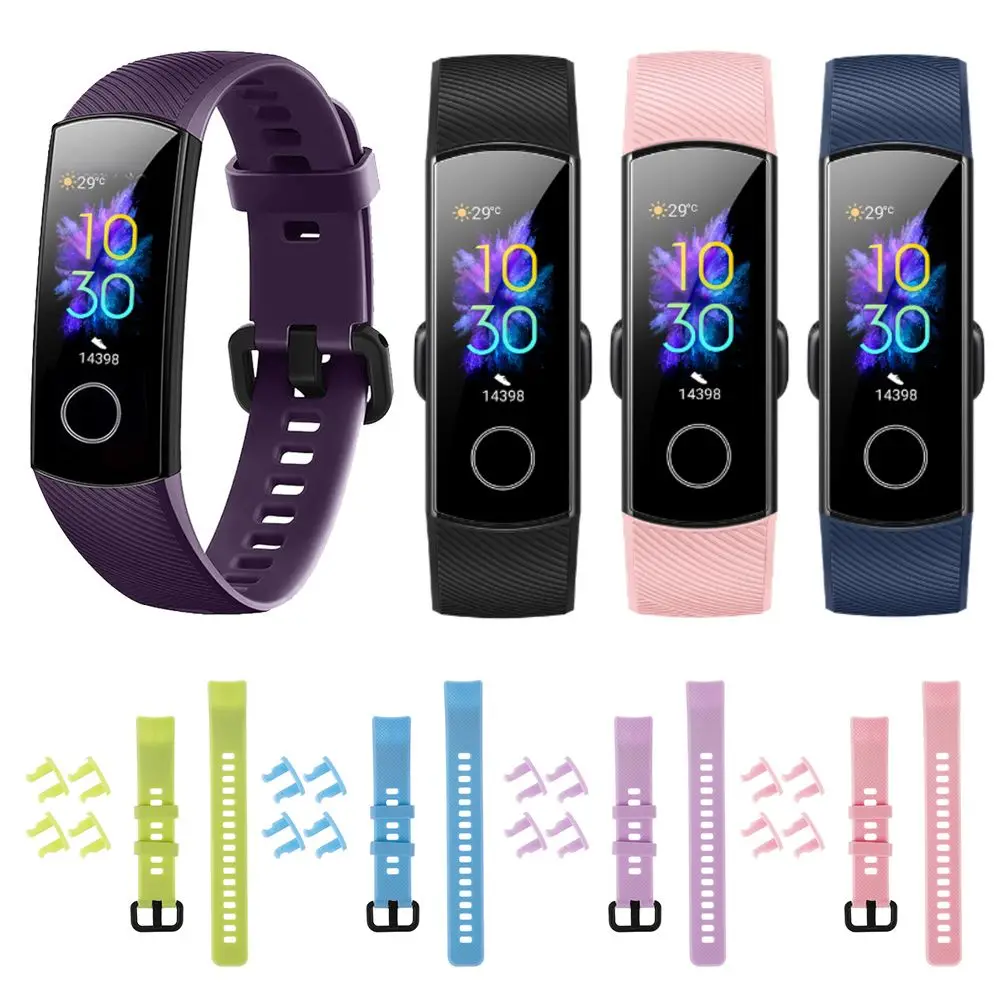 Siliconen Horlogeband Vervanging Voor Honor Band 5 4 Kleurrijke Sport Polsbandjes Effen Kleur Armband Smart Watch Accessoires