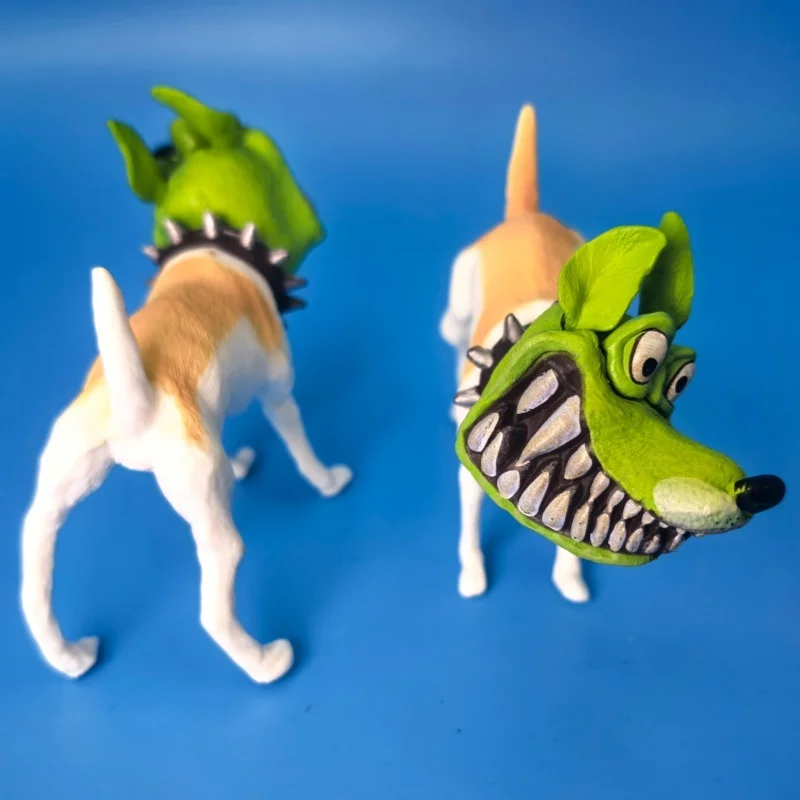8cm/3.1in Mask Movie Milo Funny Dog Figure Green Head Collectible Statue Model for Movie Fan Desktop Table Decor Ornament Gift