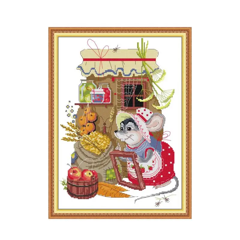 Check Harvest cross stitch kit 14ct 11ct count print canvas stitches embroidery DIY handmade needlework