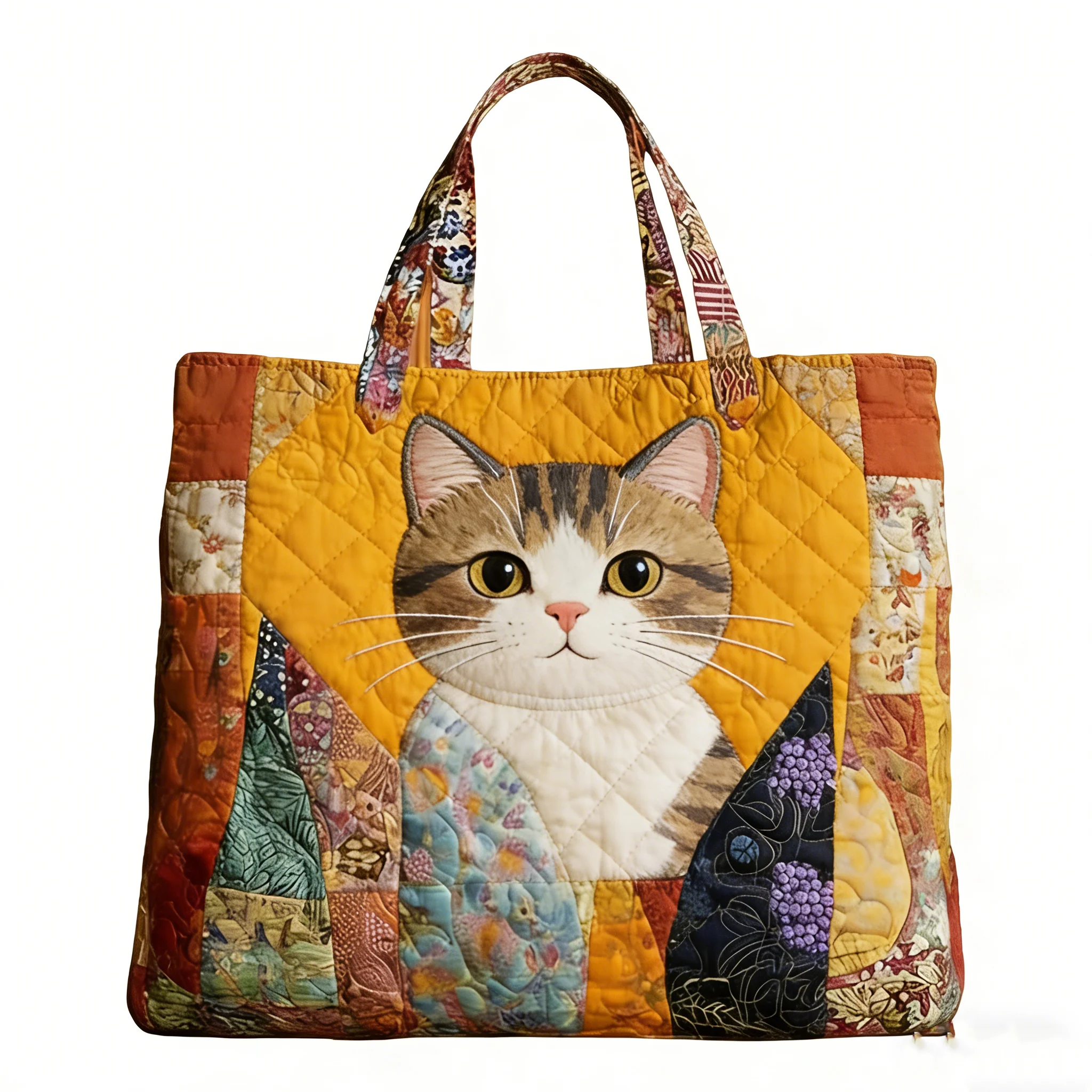 

Animal Printing Handbag Patchwork Valley Quilted Tote Women's Casual Cats And Dogs Shoulder Bag Daily Shopping
