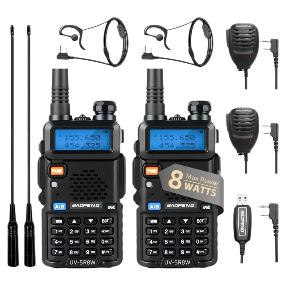 1/2 Stuks Baofeng UV-5R 8W Tri-Power Walkie Talkie High Power Dual Band Lange Afstand 128 Ch Draagbare Uv 5r Ham Tweeweg Radio - afbeelding 2