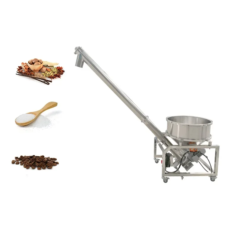 Customizable stainless steel screw auger conveyor Conveying maize rice grain process sugar screw conveyor with hopper