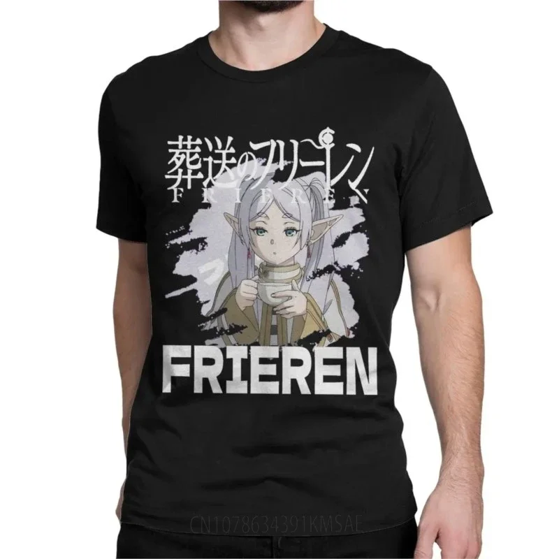 Sousou No Frieren Vintage Cotton Tees Crewneck T Shirt Clothes Anime Japanese Beyond Journey's End T-Shirts for Men Women