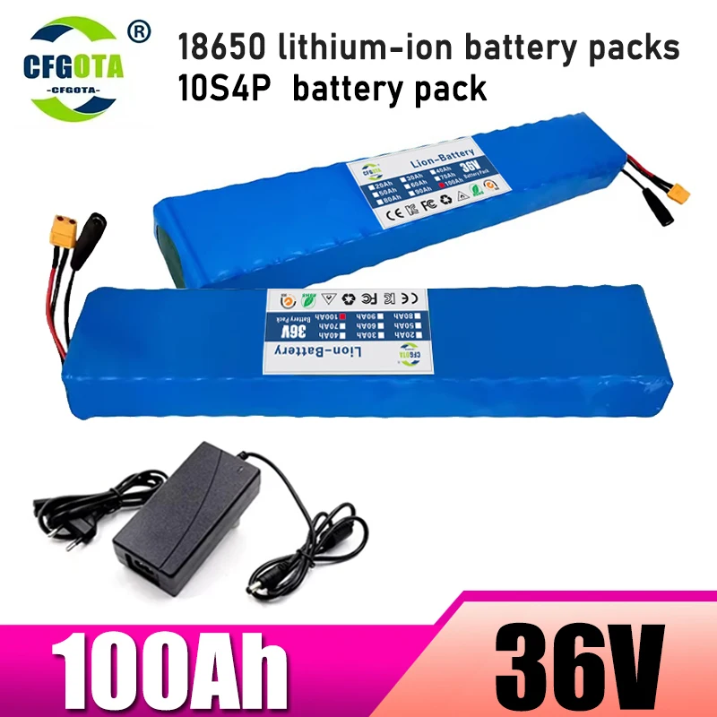 10S4P battery pack 18650 lithium-ion battery, 36V 100Ah, used for replacing the battery pack of electric scooter