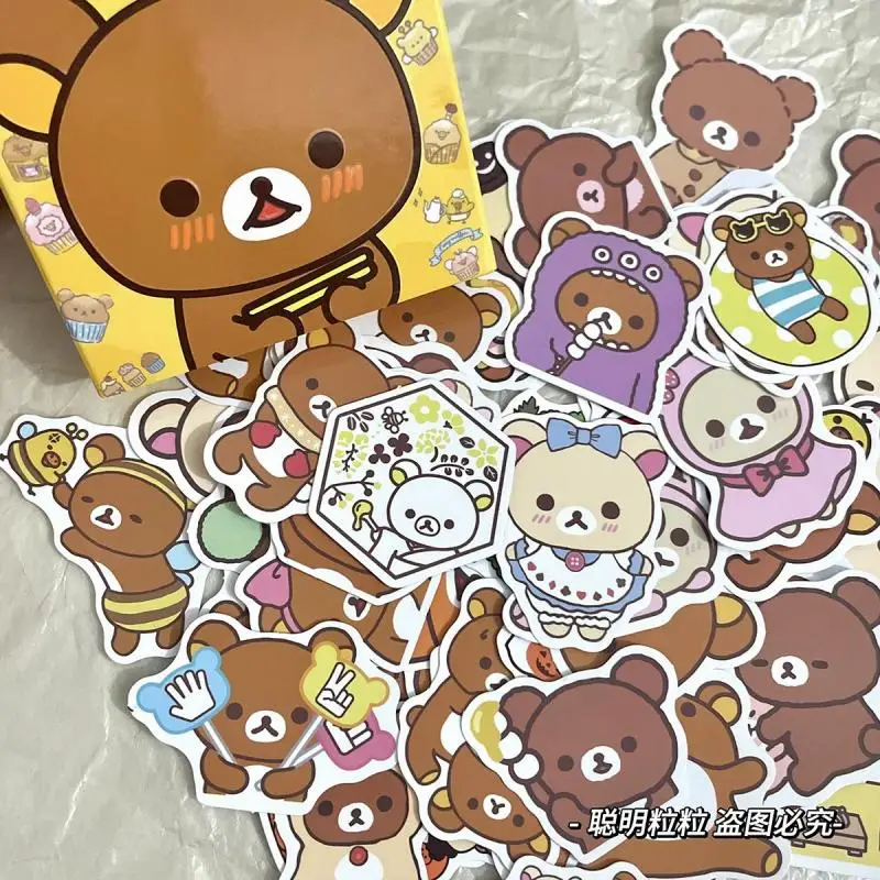 60 Sheets Kawaii Cute Rilakkuma Stickers Scrapbook Diy Materials Water Cup Phone Cases Decorative Stickers Kid Toy Gift For Girl