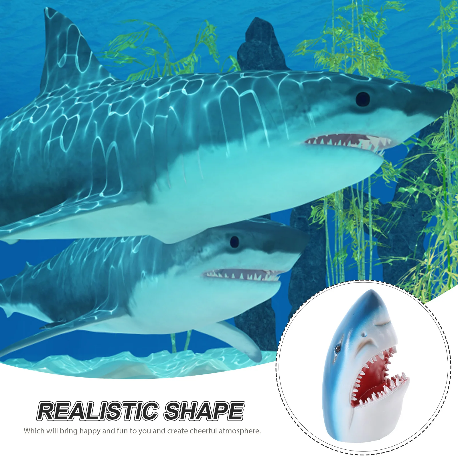 

Realistic Artificial Shark Decor Resin Material Sturdy Fade-Resistant Small Shark Ornament for Home Office Garden Scene Layout
