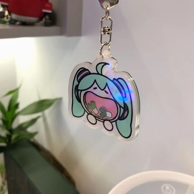 2026 New Hatsune Miku Acrylic Shaker Keychain, Cute Ins Cartoon Bag Pendant Minimalist Backpack Hanging Chain with Hole view 4