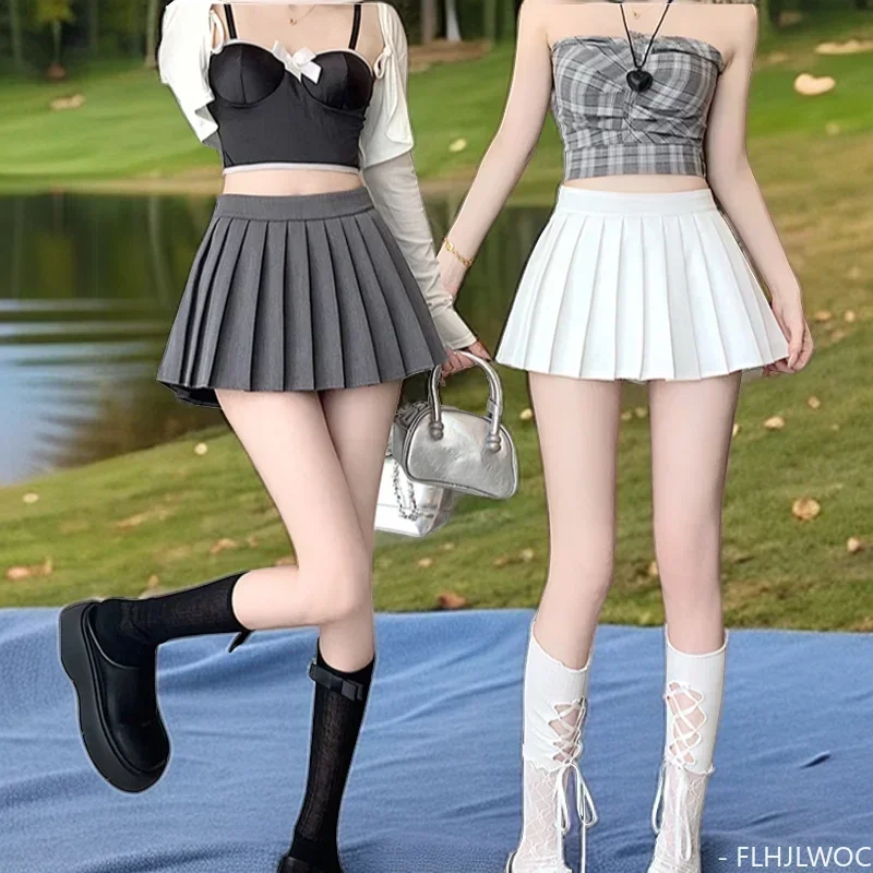 Tennis Student Black White Sexy High Waist Pleated Mini Skirt 2024 Women Fashion Preppy Style Girls Cute Sweet A Line Skirts