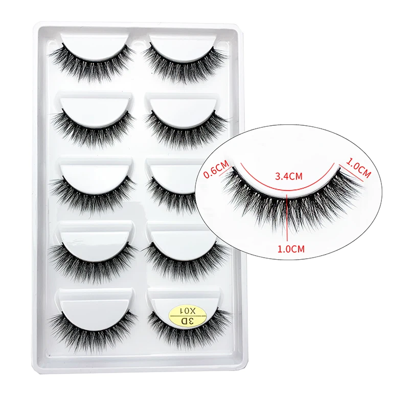 LTWEGO 5 Pairs Eyelashes Natural Long 3D Mink Lashes Fluffy Volume Mink False Eyelashes Cruelty Free Wispy Lashes Make Up Cilios