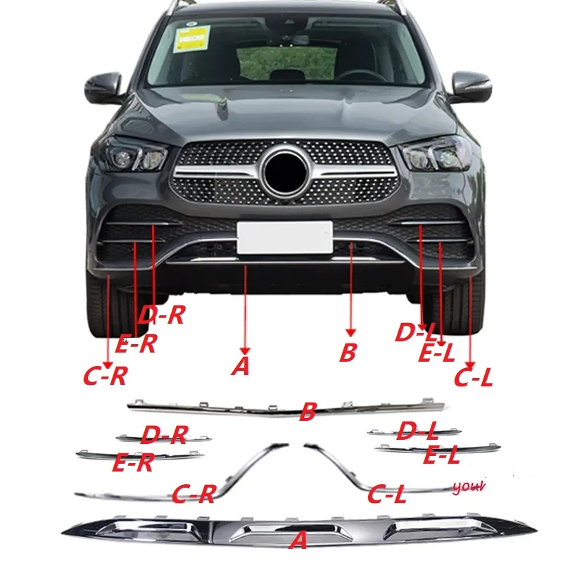 Pasek dekoracyjny do galwanizacji przedniego zderzaka dla Mercedes-Benz GLE-Class W167 GLE450 GLE350 2020-2023