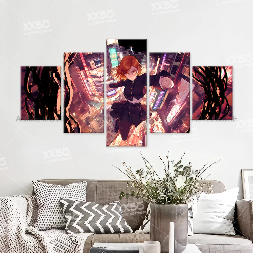 Anime Jujutsu Kaisen Charakter 5PCS Home Decor Leinwand Gemälde Bilder Wand Kunst Gedruckt Poster Kein Rahmen Kunstwerk Wohnzimmer – Detail 13