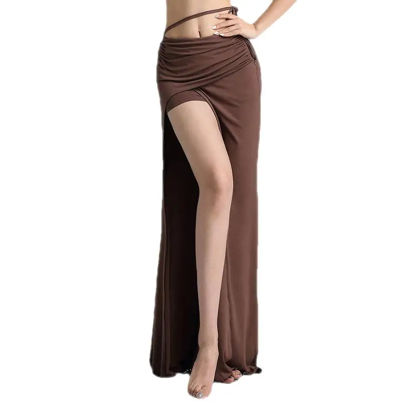 Adult Elegant Belly Dance Wrap Tie Skirt  Women Sexy Maxi Spilt Long Spanish Costume Swing Dress Bandage Clothes Dancerwear