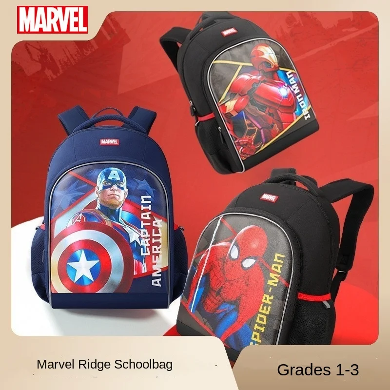 

Marvel New Boy School Bag Grade 1-3 Spider Man Captain America Iron Man Primary Student Shoulder Orthopedic Backpack Mochilas