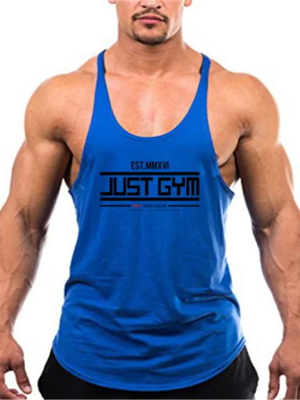 Men’ S Workout Undershirt Y Back Bodybuilding T-shirts Cotton Sleeveless Loose Muscle Vest