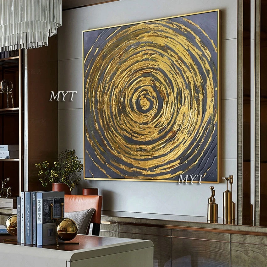 High Quality Thick Gold Foil Art Abstract Modern Oil Painting Designs Large Wall Picture For Bedroom Canvas Home Decor No Frame