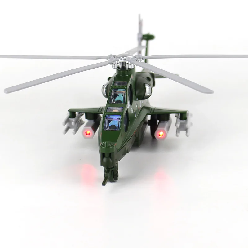 Mini modelo de helicóptero de aleación fundido a presión, juguete de tirar hacia atrás con sonido y luz, colección de aviones, juguetes de simulación, regalos para niños