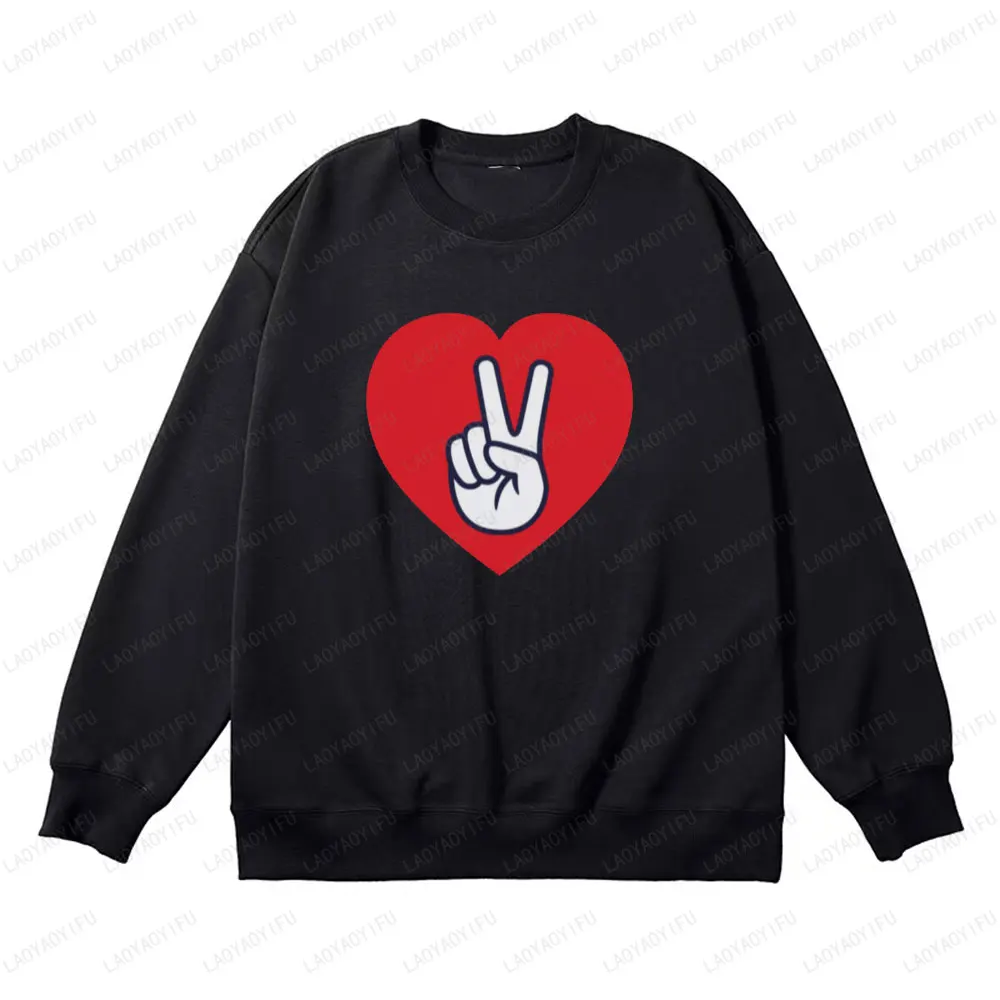 Peace and Love Symbols Classic Beier Hand Slogan Sweatshirt Winter Clothes Women Autumn Winter Clothes Men Hoodie Simple Tops