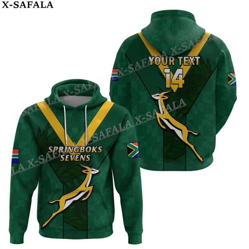 South Africa Country Flag Springboks 3D Print Zipper Hoodie Men Pullover Sweatshirt Hooded Jersey Tracksuits Outwear Casual-3